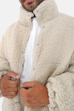 Doudoune Courte Reversible Sherpa Beige Clair