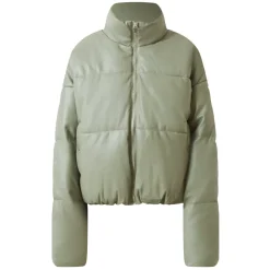 Doudoune Courte Simili Cuir Vert