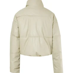 Doudoune Courte Simili Cuir Vert Clair