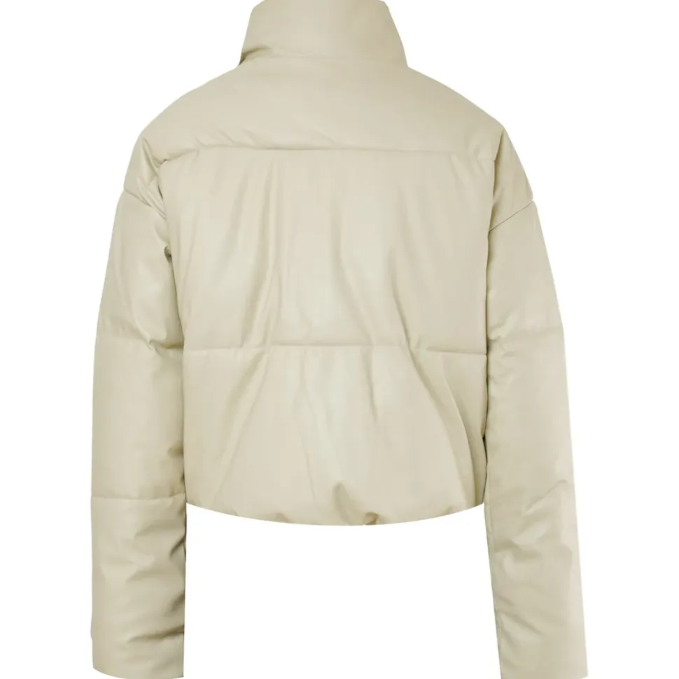 Doudoune Courte Simili Cuir Vert Clair