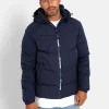 Doudoune Courte Zip Imprime Bleu