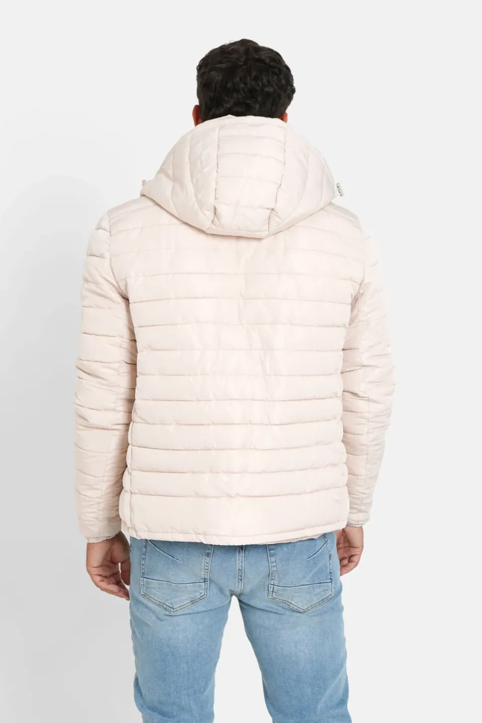 Doudoune Courte Zip Imprime Beige