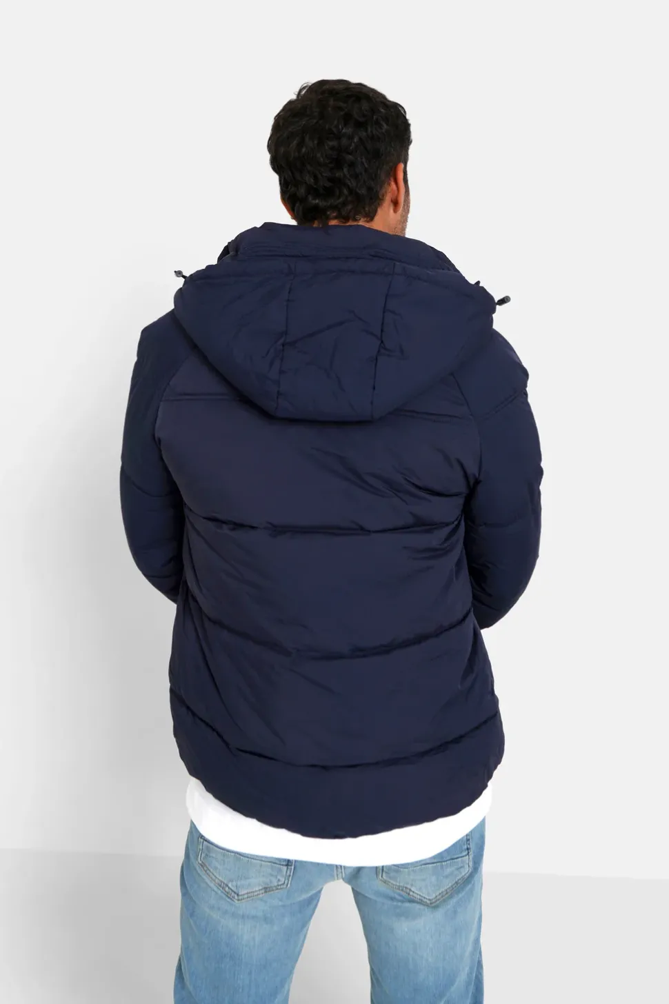 Doudoune Courte Zip Imprime Bleu