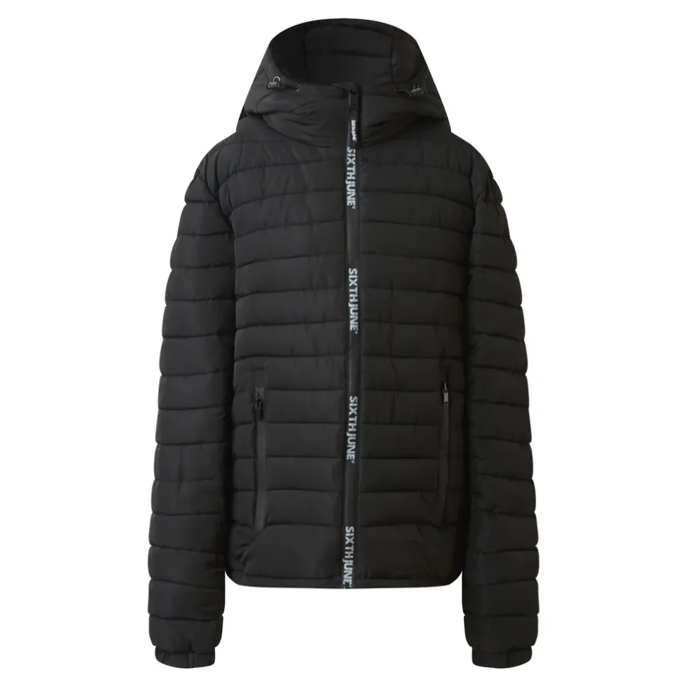 Doudoune Courte Zip Imprime Noir