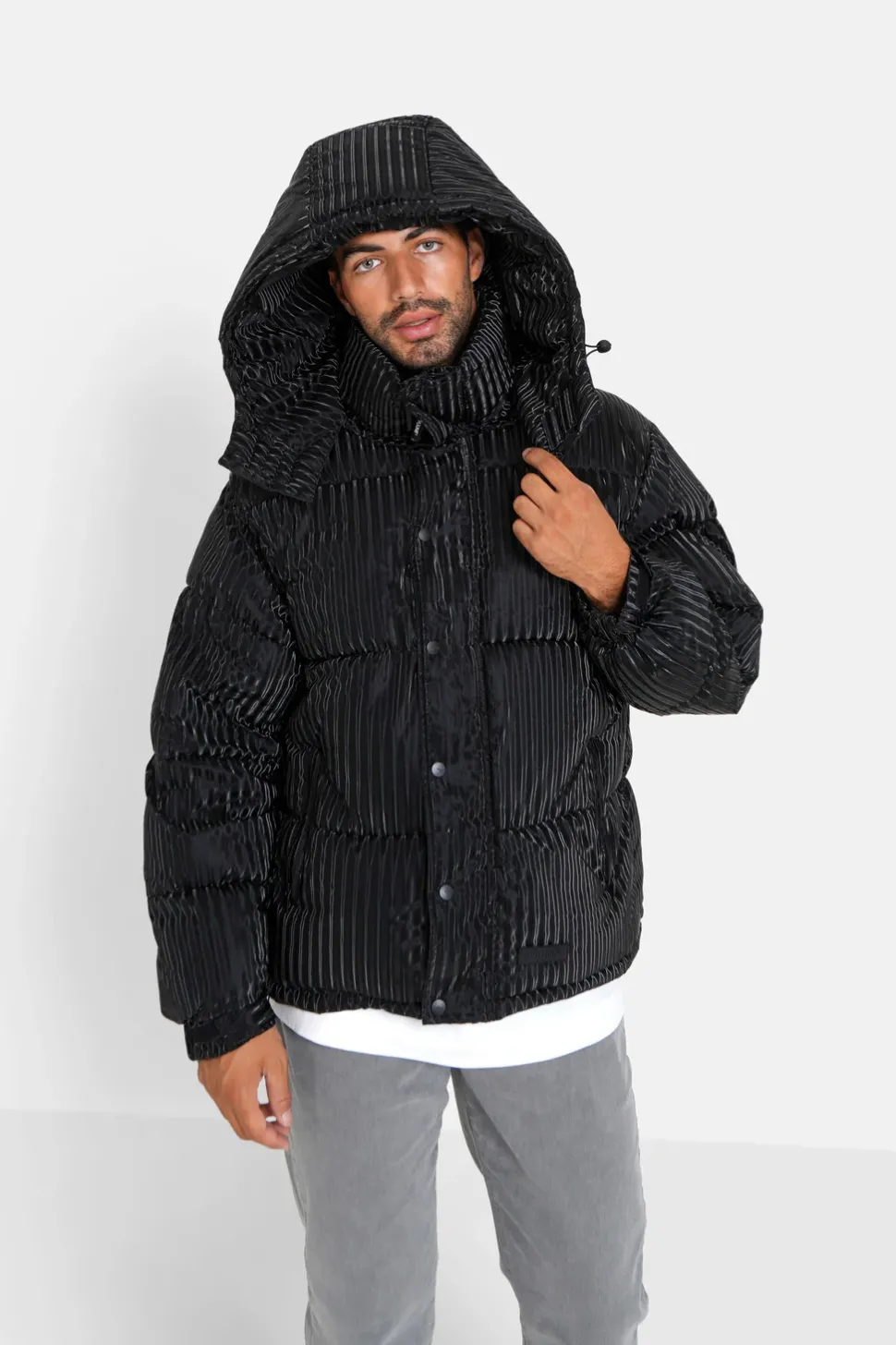Doudoune Effet Brillant Noir