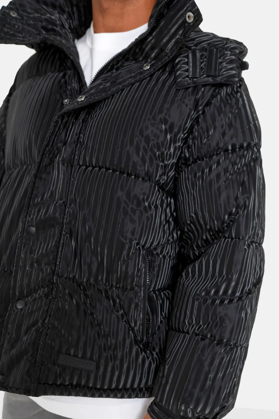 Doudoune Effet Brillant Noir