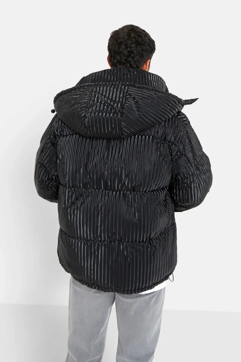 Doudoune Effet Brillant Noir