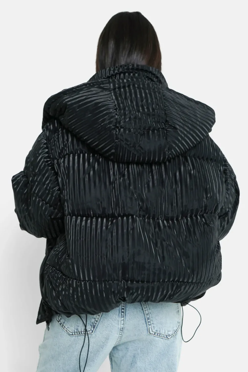 Doudoune Effet Brillant Noir