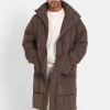Doudoune Longue Oversize Marron
