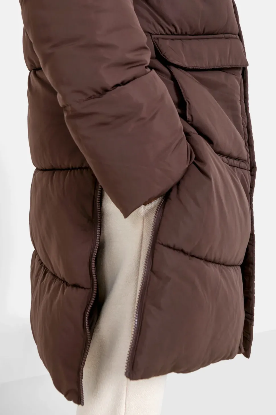Doudoune Longue Oversize Marron