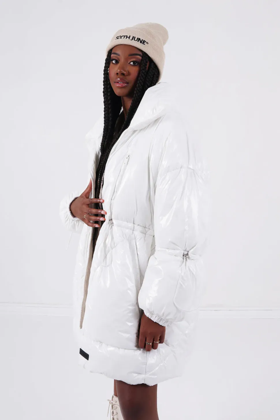 Doudoune Longue Vinyle Blanc