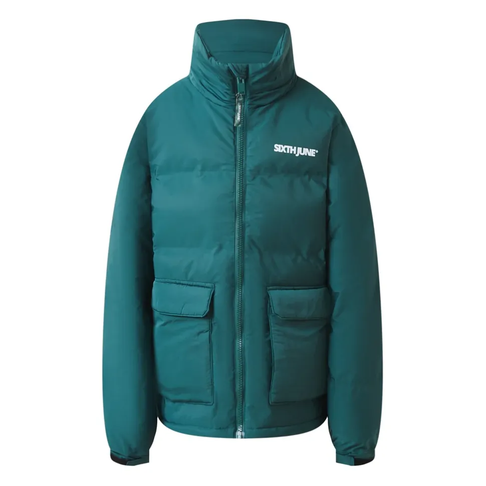 Doudoune Matelassee Logo Vert Fonce