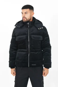 Doudoune Matelassee Velours Noir