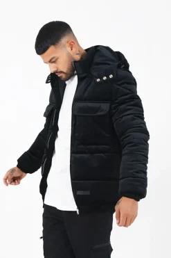 Doudoune Matelassee Velours Noir