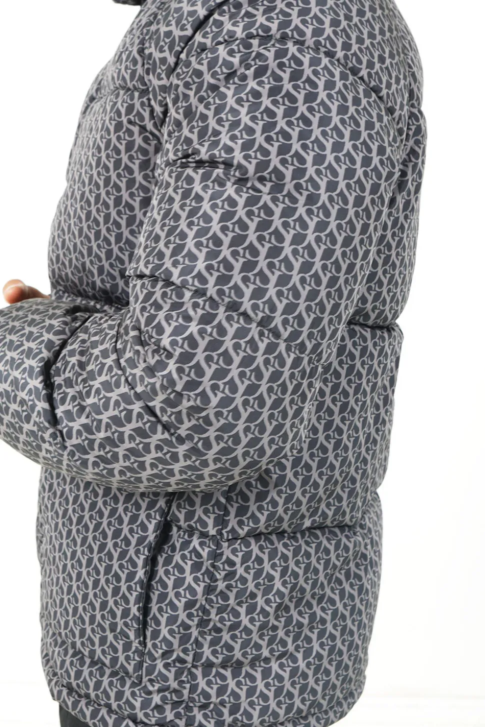 Doudoune Monogramme Matelassee Gris Fonce