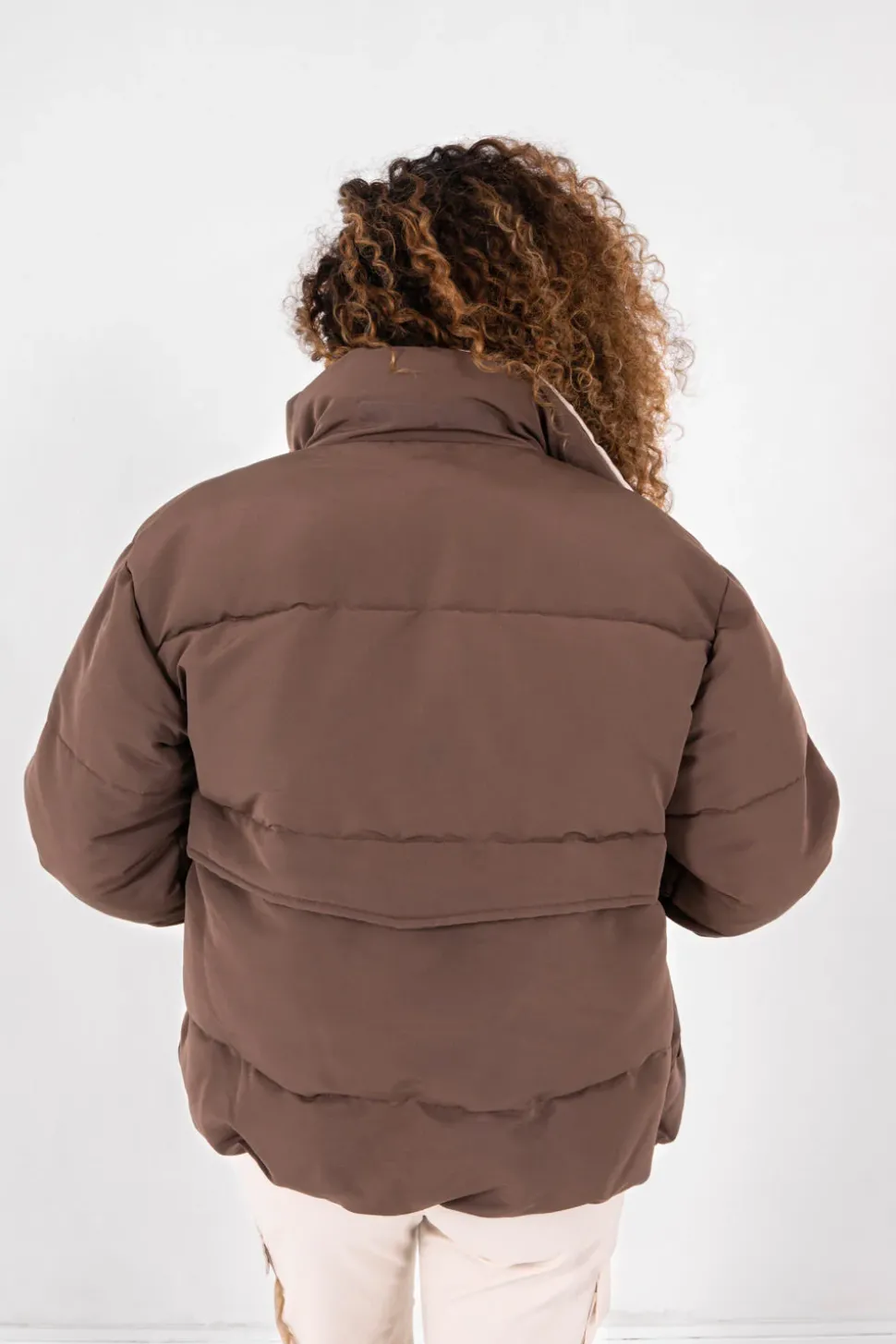 Doudoune Oversize Matelassee Marron