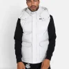 Doudoune Sans Manches Capuche Gris Clair