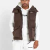 Doudoune Sans Manches Capuche Marron
