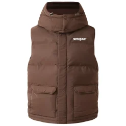 Doudoune Sans Manches Capuche Marron