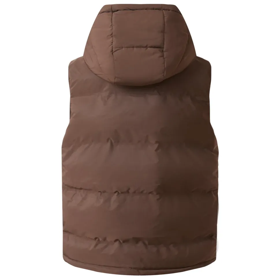 Doudoune Sans Manches Capuche Marron