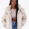 Doudoune Simili Cuir Beige