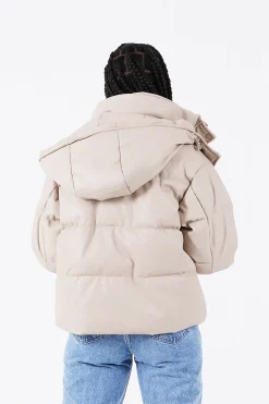 Doudoune Simili Cuir Beige