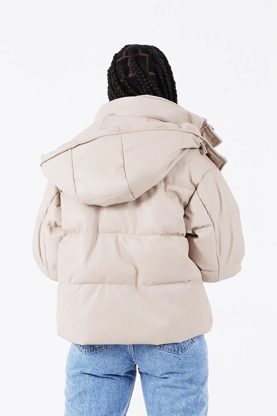 Doudoune Simili Cuir Beige