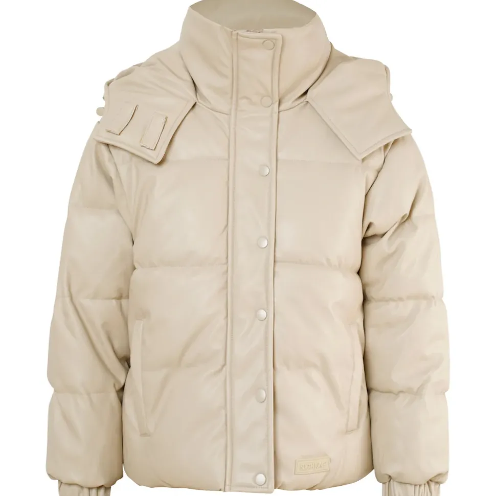 Doudoune Simili Cuir Beige