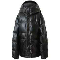 Doudoune Simili Cuir Poches Noir