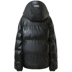 Doudoune Simili Cuir Poches Noir