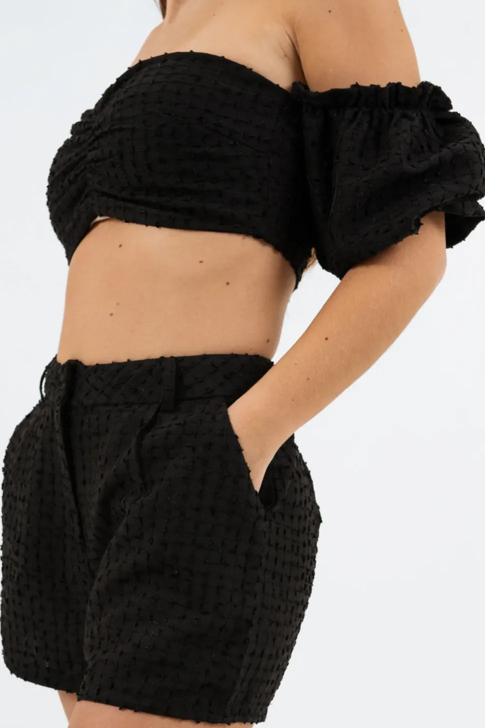 Ensemble Top + Short Boheme Texture Noir