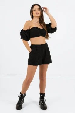 Ensemble Top + Short Boheme Texture Noir
