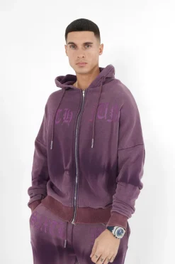 Gilet Delave Capuche Violet Fonce