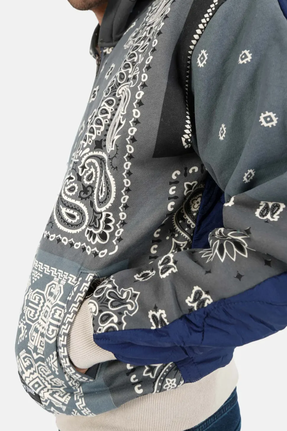 Gilet Zippe Bandana Bicolore Gris