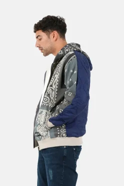 Gilet Zippe Bandana Bicolore Gris