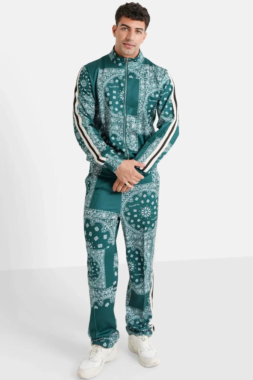 Gilet Zippe Bandana Patchwork Vert Fonce