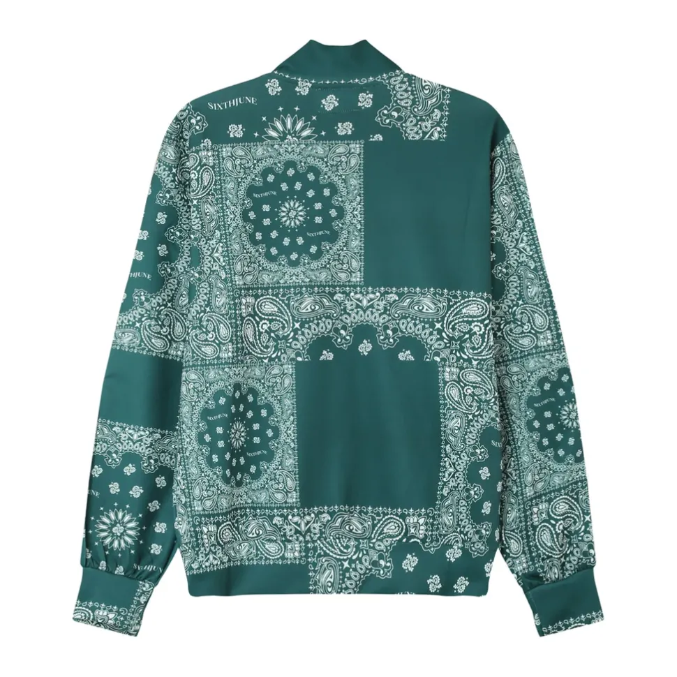 Gilet Zippe Bandana Patchwork Vert Fonce