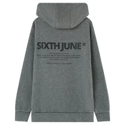 Gilet Zippe Capuche Logo Gris Fonce