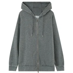 Gilet Zippe Capuche Logo Gris Fonce