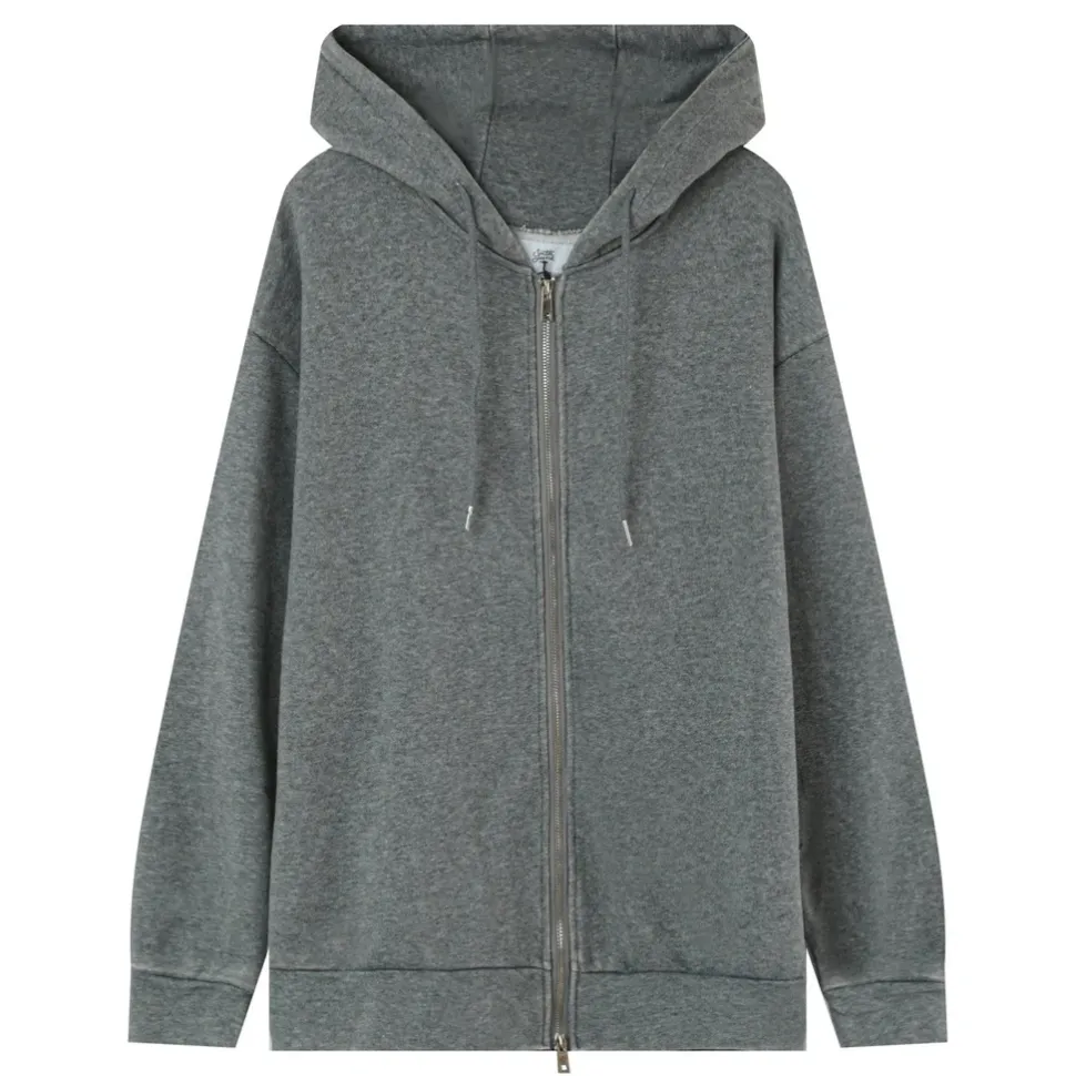 Gilet Zippe Capuche Logo Gris Fonce