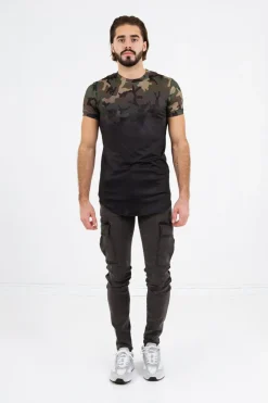 Jean Cargo Souple Skinny Gris Fonce