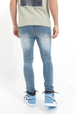 Jean Destroy Empiecement Bleu Fonce
