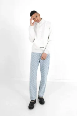 Jean Droit Monogramme Delave Bleu