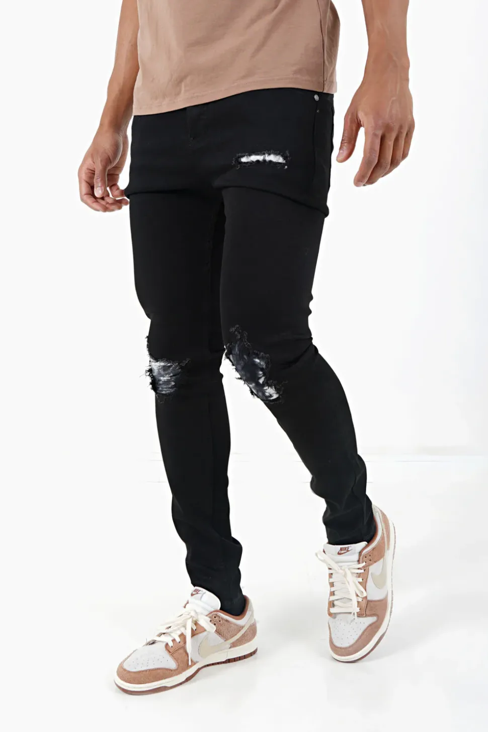 Jean Empiecements Tie Dye Noir