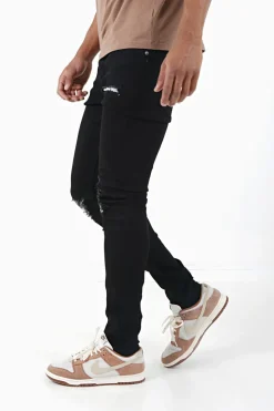 Jean Empiecements Tie Dye Noir