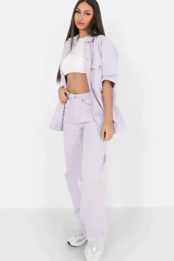 Jean Large Brode Violet Clair