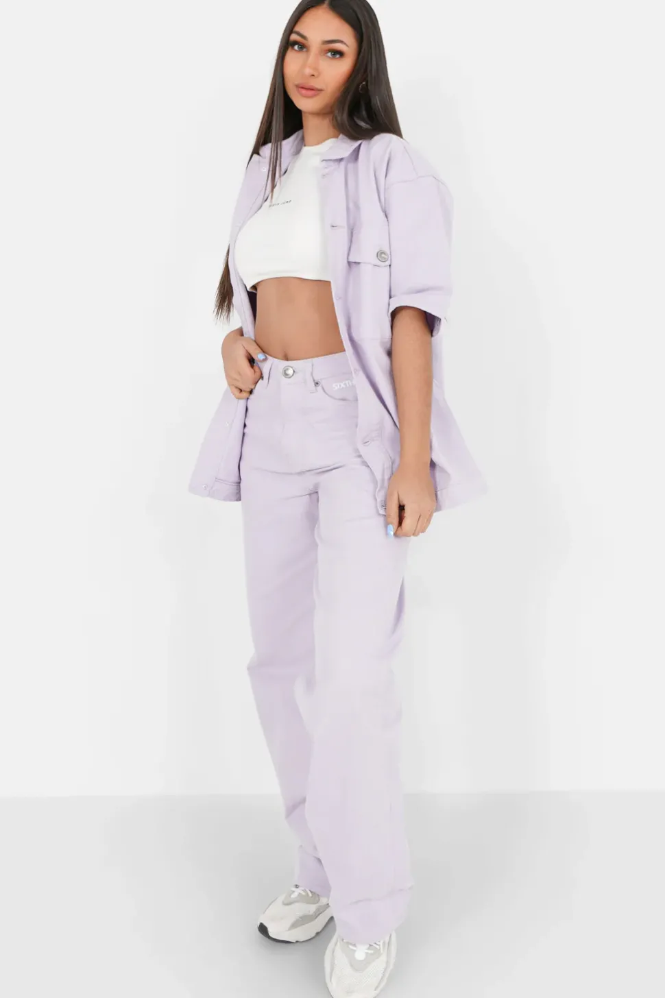 Jean Large Brode Violet Clair