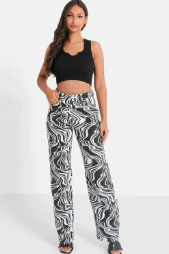 Jean Motif Zebre Large Noir
