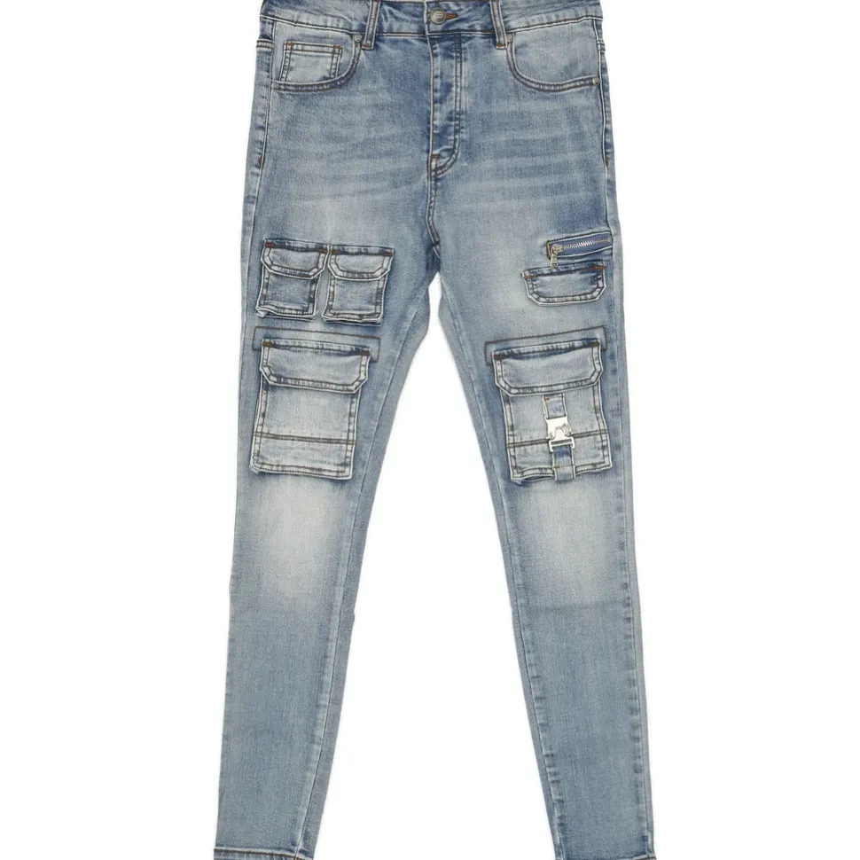 Jean Poches Tactique Zip Bleu