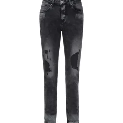 Jean Slim Delave Dechirures Gris Fonce